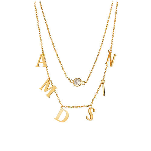 Personalized capital letter jewelry vendors custom block initial necklace wholesale manufacturer china